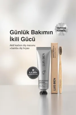 Luis Bien Aktif Karbon Diş Beyazlatma ve Temizleme Macunu 75 ML + Bambu Diş Fırçası