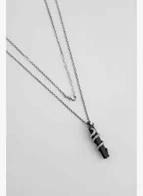 So Chic Oniks Taşlı 65 Cm Gümüş Erkek Kolye