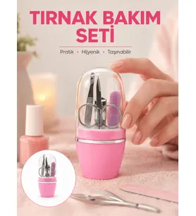 Lexroo Tırnak Bakım Manikür Pedikür Seti 4 Parça Pembe Pratik Günlük Kullanım Yeni Nesil