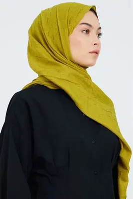 m moon scarf Premium Bambu Kraş Şal  “ Yağ Yeşili “