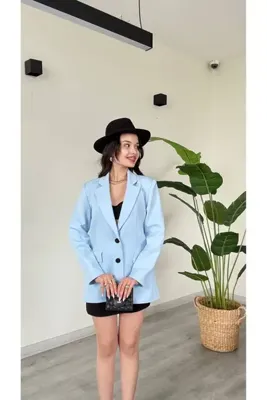 Famecoy Kadın oversize blazer ceket iki düğmeli astarlı klasik şık ceket ckt00350
