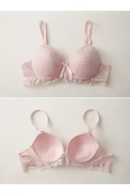Stimor ECEM K10 Kadın Soft Pembe Dantelli Balenli Dolgusuz Straplez Sütyen Sabit Kaplı Ayarlanabilir Askılı Geniş Dantelli Sırt Tasarımlı