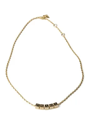 Prada Altın Rengi Metal Kadın Kolye