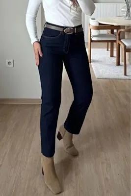 Suziş Kadın Paçası Kesik Lacivert Likralı Pantolon szbtk2