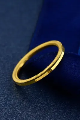 innuendo jewelery 925 Ayar Gümüş Üzeri 22 Ayar Altın Kaplama Düz Oluklu Ajda Kadın Yüzük