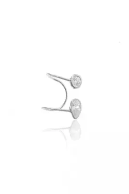 Söğütlü Silver Gümüş Rodyumlu Zirkon Taşlı Damla Kıkırdak Küpe Sgtl11758rodaj