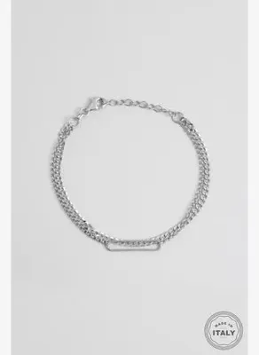 So Chic İtalyan Tasarım 18 Ayar Beyaz Altın Kaplama 19 Cm Gümüş Zincir Bileklik