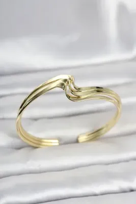 Genel Markalar Zikzak Model Gold Renk Pirinç Kadın Bileklik 5886