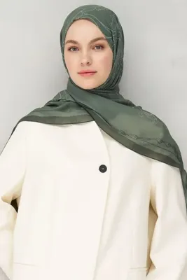 Madame Polo Sarmal Desen Tensel Şal - Yeşil