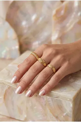 AURRARİ Kadın 3'lü Gold Yüzük Seti