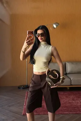 Eyyo Sarı Basic Crop Top ATE5136