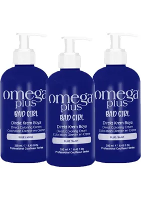 Omega Plus Bad Girl Mavi 3lü Saç Boyası Seti 250ML+250ML+250ML