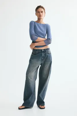 H&M Dantel Ara Parçalı ve Kayık Yakalı Üst