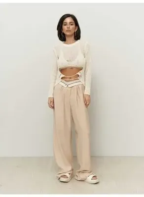 MAI STUDIOS CO. Tessa Tencel Bej Palazzo Pantolon
