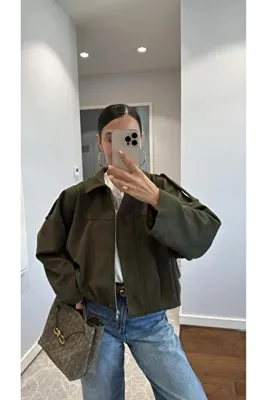 FMN Butik pinterest model bomber süet kumaş tasarım dik yaka marka muadil şık astarlı mont kaban ceket