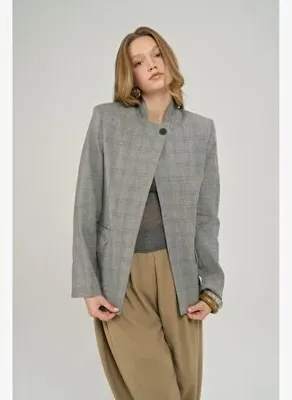 MAI STUDIOS CO. Rim Dik Yaka Gri Blazer
