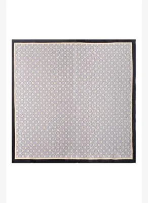 Silk and Cashmere Siyah Bej Laila Saf İpek Küçük Kare Eşarp 53x53 cm
