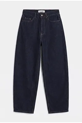 it's basic Kadın İndigo Renk Cindy 7w5-50 Skater Fit Bol Kesim İç Boy 80cm Denim Jean