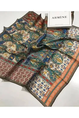 Armine Sura İpek Eşarp Turuncu, Mercan, Vizon 7932-S09
