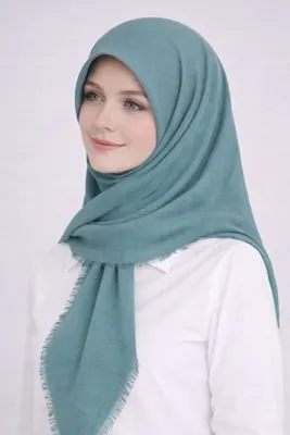Merve Nayir Mint Yeşili Flamlı Pamuklu Yazma, Düz Flamlı Eşarp, Pamuklı Flamlı Eşarp Yeşil Renk