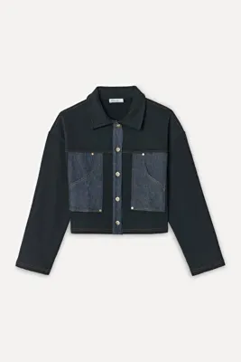 Mudo Kadın İndigo Kontrast Loose Fit Jean Ceket