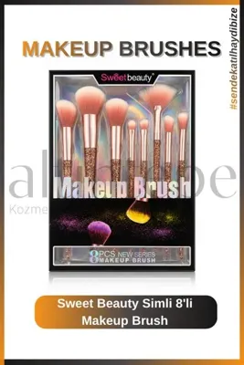 Altıntepeshop Pembe Simli 8'li Makeup Brush