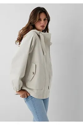 Mavi Su İtici Kapüşonlu Bej Ceket Loose Fit / Bol Rahat Kesim 1110014-70143