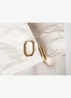 Safir Mücevher Altın Geometrik Küpe