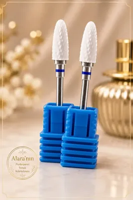 alaraycosmetics Alara'nın Profesyonel Tırnak Koleksiyonu Seramik Freze Ucu 2'li Set 2.35 mm Universal Mavi Bant Jel Protez Tırnak Kalıcı Oje Çıkarıcı Freze Ucu