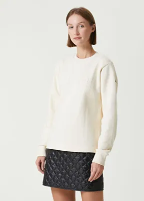 Moncler Kırık Beyaz Logolu Sweatshirt