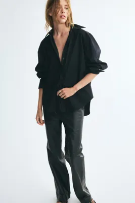 H&M Balloon-sleeved poplin shirt