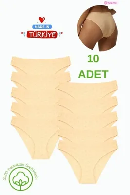 Newlilla 10 Adet %100 Pamuklu Kalpli Bikini Külot Seti - Günlük Konfor Ekonomik Paket