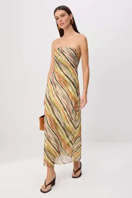 TRENDYOLMİLLA Çok Renkli Straplez Maxi Dokuma Elbise TWOSS26EL00429