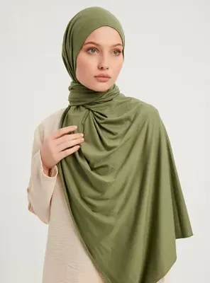 Schaless Likralı Penye Şal - Olive - Schaless