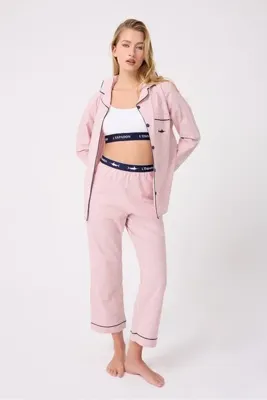 L'Espadon MARISILK™ SEASTRIPE Premium Dokuma Uzun Kollu Crop Pantolonlu Kadın Pijama & Lounge Takımı