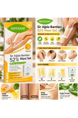 ZEVLİ Remove Sir Ağda Bantları 52’li Maxi Set – Vücut, Koltuk Altı ve Bikini Bölgesi