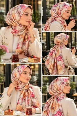 ŞALSERA Twill şal sonbahar çiçek desen