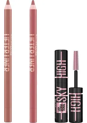 Şanal Maybelline New York Lifter Liner Dudak Kalemi 05 On It & 07 Big Lift & Mini Lash Sensational Sky High Cosmic Black Maskara Makyaj Seti