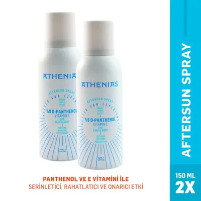 ATHENIAS Athenıas Panthenol Spray Güneş Sonrası E Vitamini ve Aloe Vera Kızarık Karşıtı Aftersun 150 ml x 2 Adet