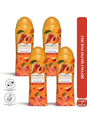 maxrosa Şeftali Işıltısı Duş Jeli 600 ml x 4 Adet