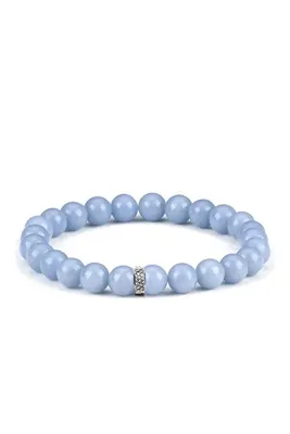 NBS Beautiful Naturel Stones Angelit ( Melek Taşı ) Doğal Taş Bileklik ( Şans , cesaret , yenilik ) 8 mm Anjelit