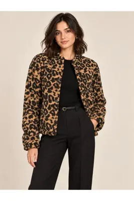 LACASE Kadın Leopar Desen Bomber Ceket
