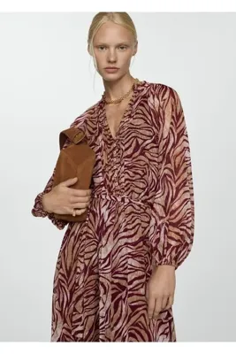 MANGO Woman Desenli uzun elbise