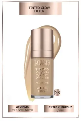 Lollis Tinted Glow Filter Işıltılı Makyaj Bazı Cam Cilt Görünümü Veren Aydınlatıcı Primer 24 ml - 2.5