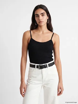 LCW Vision U Yaka İp Askılı Dokulu Kadın Crop