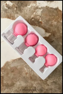 Nera Classy 4 Adet Silikon Vakumlu Yüz ve Vücut Kupası, Selülit Masajı Yüz Akupunktur Vakumlu Kupa Seti