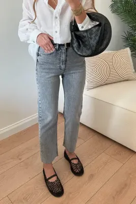 Suziş Kadın Paçası Kesik Açık Gri Pantolon