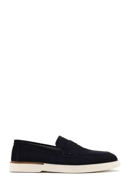 Derimod Erkek Lacivert Süet Deri Casual Loafer