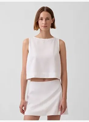 GAP Keten Karışımlı Crop Shell Kolsuz Bluz