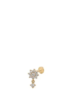 AJA Hanging Daisy Sallantılı Taşlı Lab Grown Diamond Taşlı 14 Ayar Altın Kulak Piercing